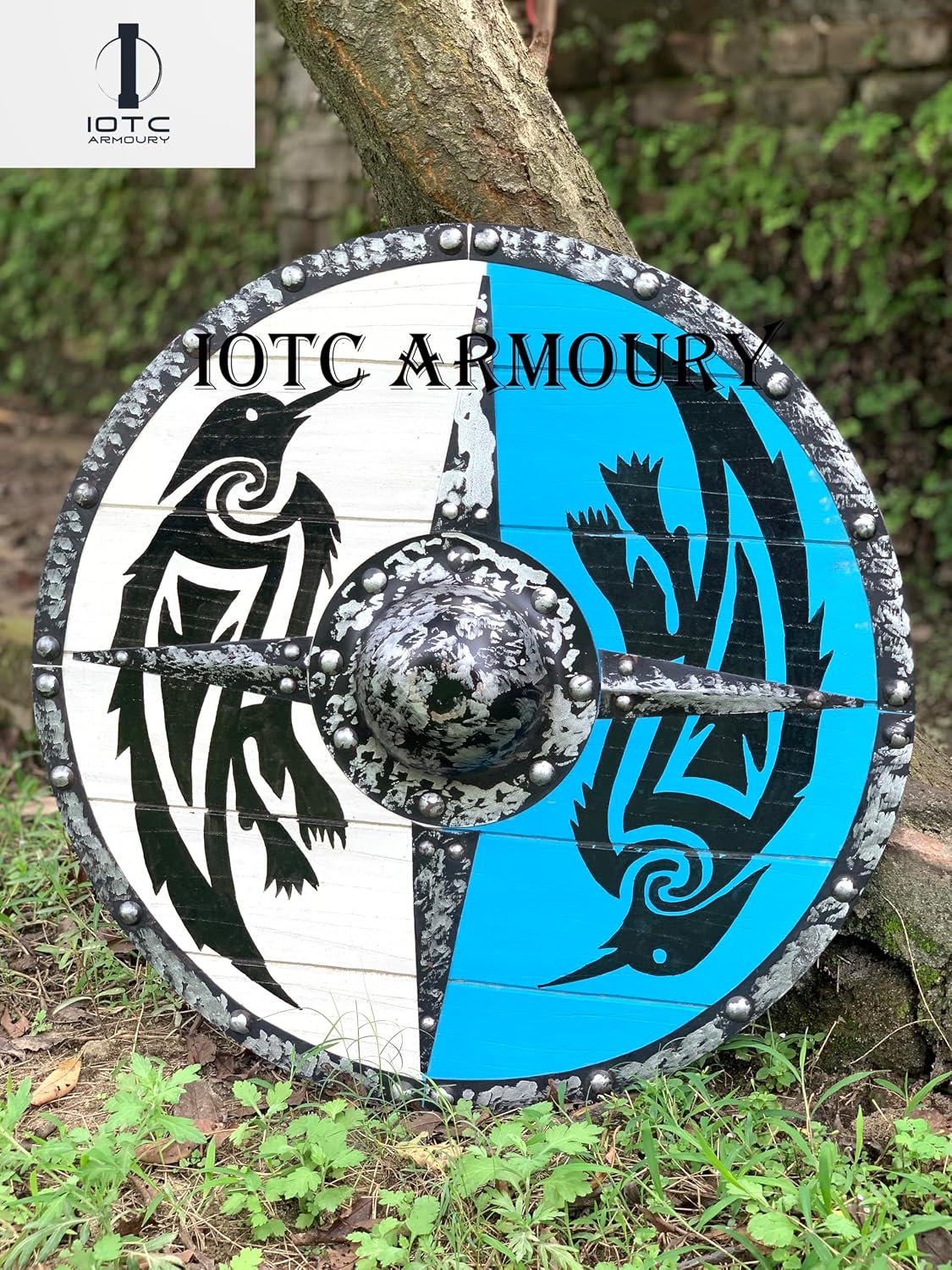 Medieval Handmade Wooden Viking Dragon Shield-Wooden Viking Round Shield Pefrect for Display, LARP, Cosplay, Re-Enactment-Decorative Piece