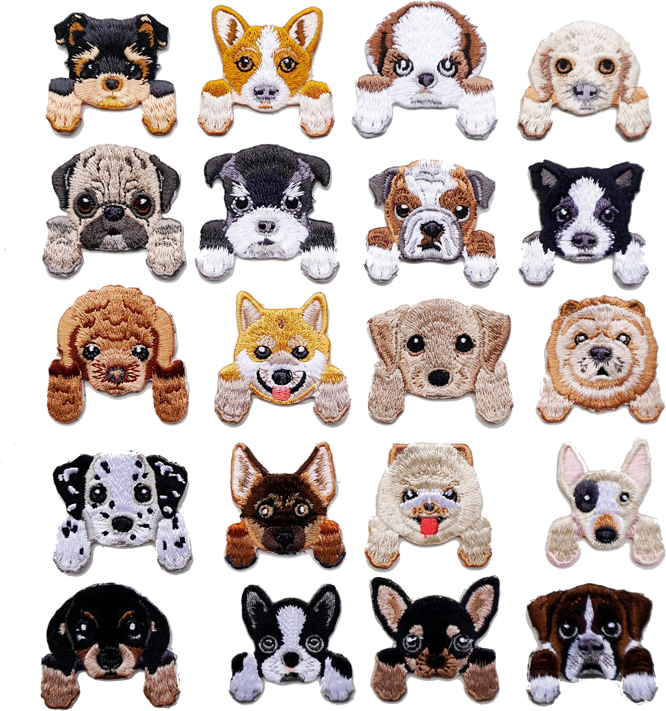 20 PCS Cute Dog Iron on Patch Dog Patch Animal Patch Pet Backpack Wildlife