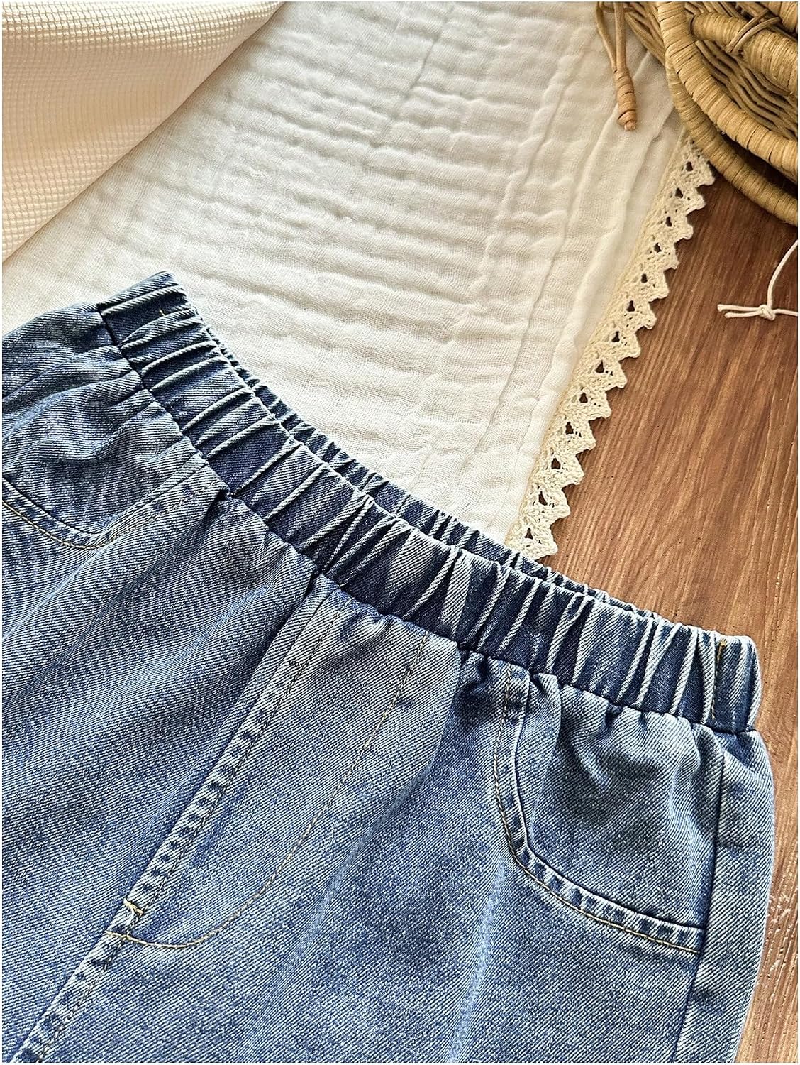 SOLY HUX Girl's Summer Clothes Sleeveless Bow Top and Denim Shorts Set Cute Preppy Outfits