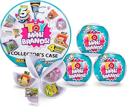 5 Surprise Toy Mini Brand Series 1 Collectors Kit - Mystery Capsule Real Miniature Toys by Zuru 3 Capsules + 1 Collectors Case, Multicolor