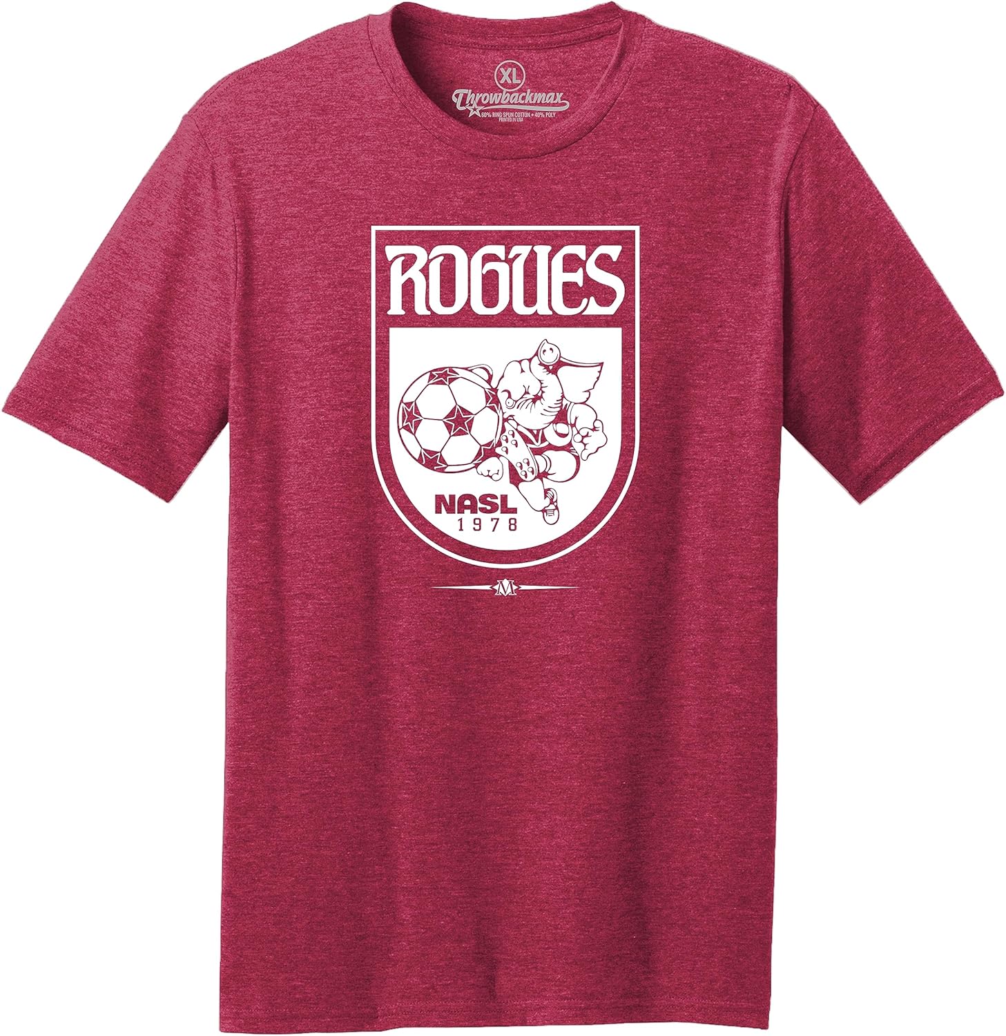 Memphis Rogues 1978 NASL Soccer Classic Cut, Short Sleeve Red Heather Tee Shirt