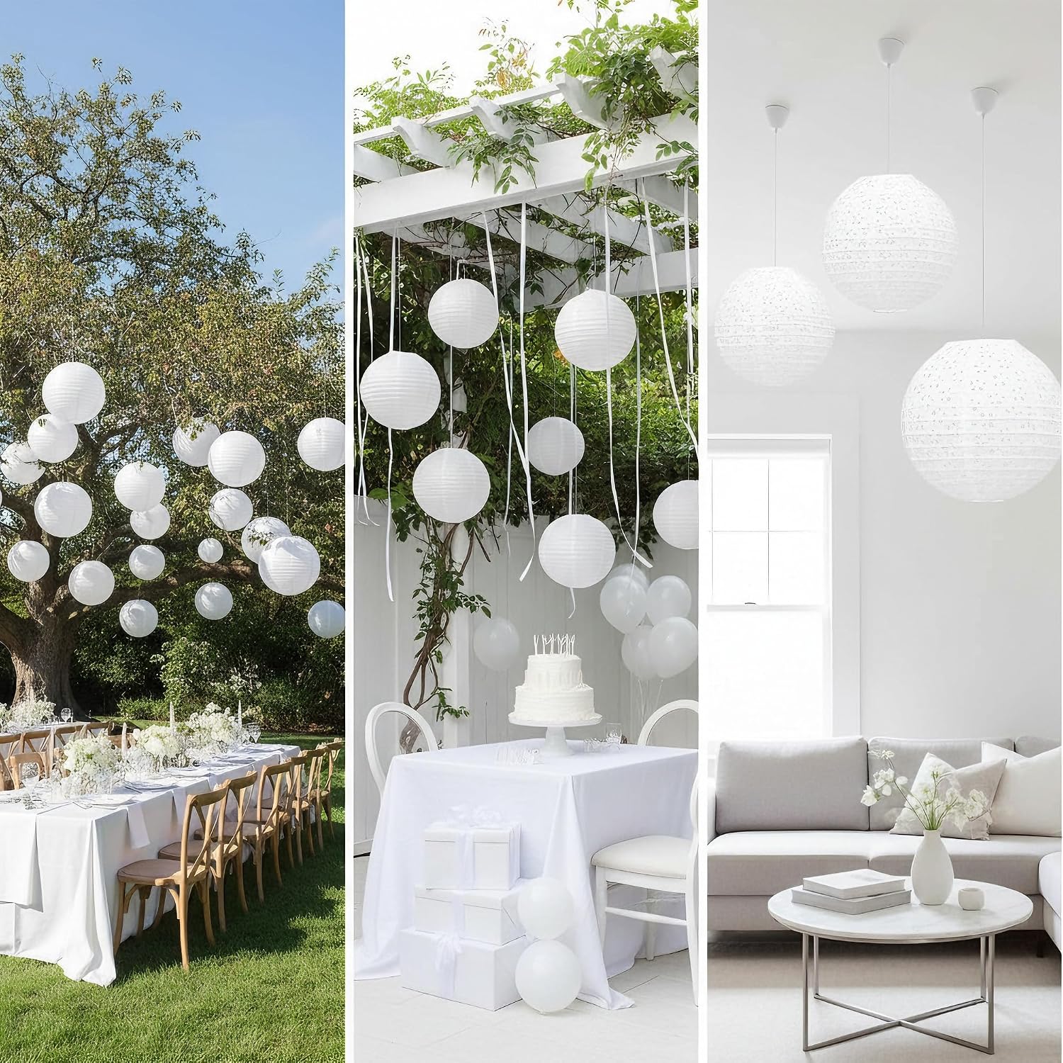 12Pack White Paper Lanterns Decorative Chinese Japanese Hanging Paper Lanterns Party Decorations 8Inch Round Hollow Lamps for Valentines Wedding Anniversary Baby Shower Outdoor Indoor Birthday Decor