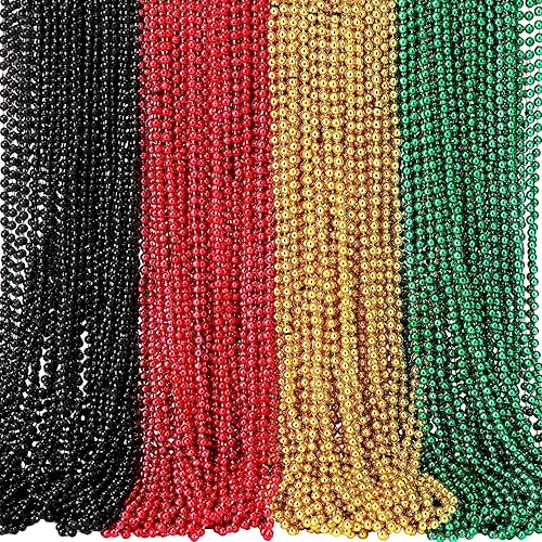 Ecally 120 collares negros del mes de la historia de Juneteenth, collares con cuentas de Mardi Gras a granel, accesorios de decoración para