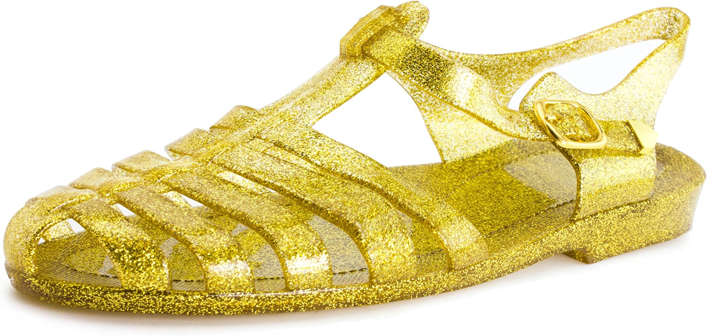 Generation19 Women's Soft Retro Jelly Buckle Closure Sandals Womens Gold 9