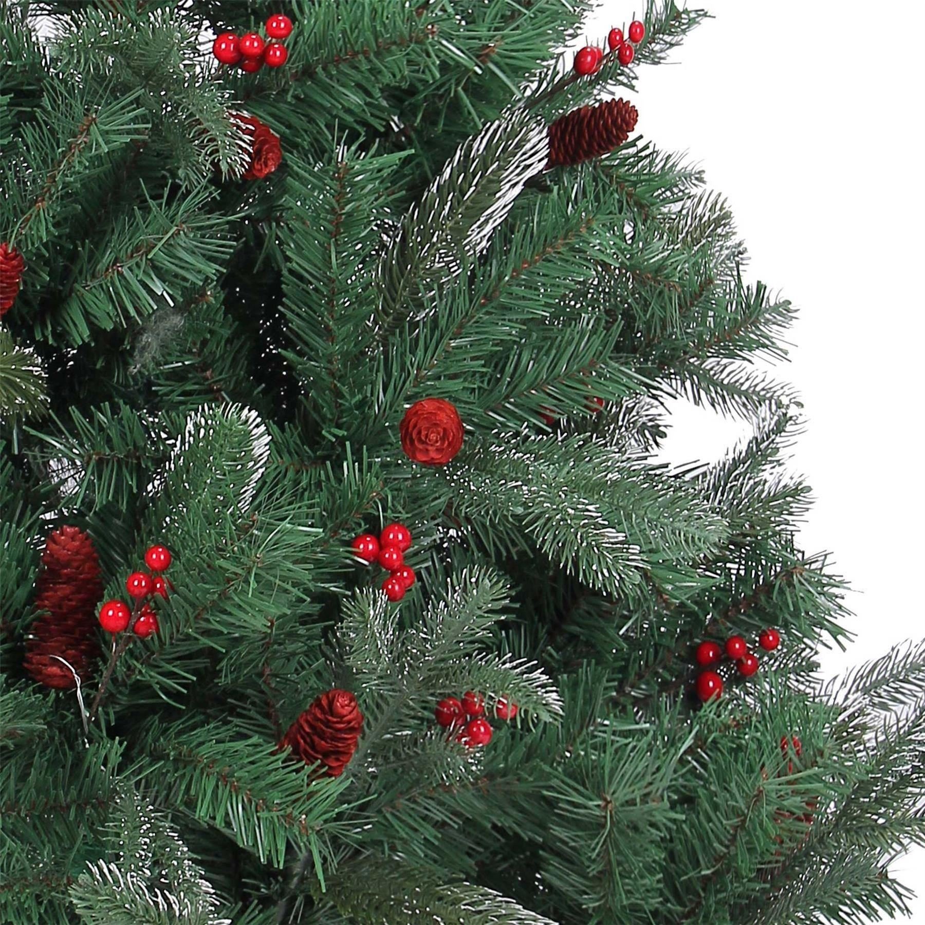 SHATCHI Albero Di Natale Artificiale Maryland 1,8m – Con 550 Punte Verdi, Bacche Rosse, Pigne E Base In Metallo, Ecologico E Riutilizzabile - 3