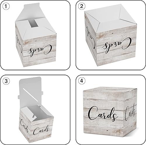 Miniatura 7 de Caja de tarjetas con patrón de madera  1 juego de caja de recepción de tarjetas para regalo sobre dinero  Boda nupcial baby shower, cumpleaños,