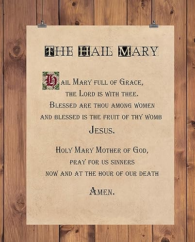 Miniatura 4 de Arte de pared con texto en inglés "Hail Mary", impresión sin marco, versión impresionante de la oración de la Madre María, decoración de pared