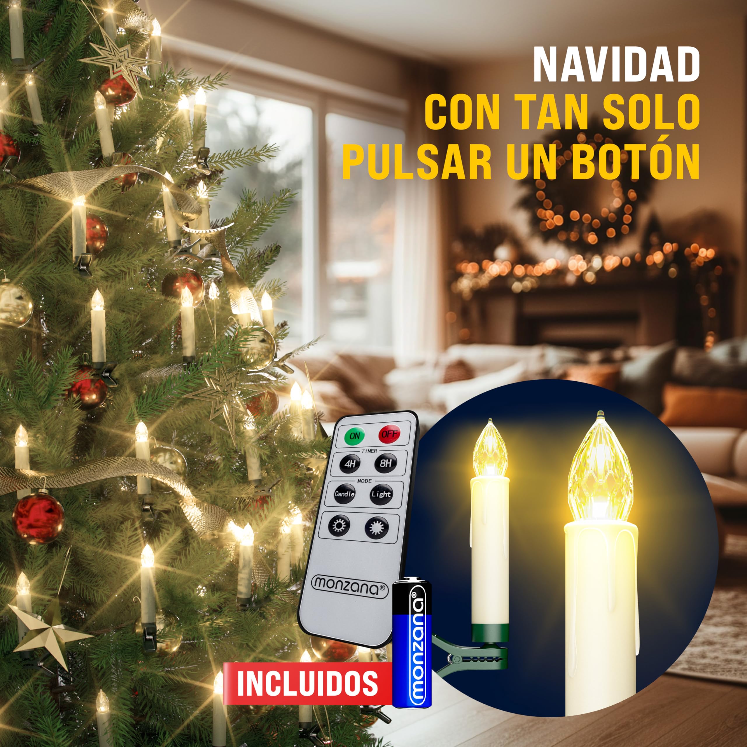 Deuba Velas LED Árbol Navidad Set de 30 Temporizador Blanco Cálido