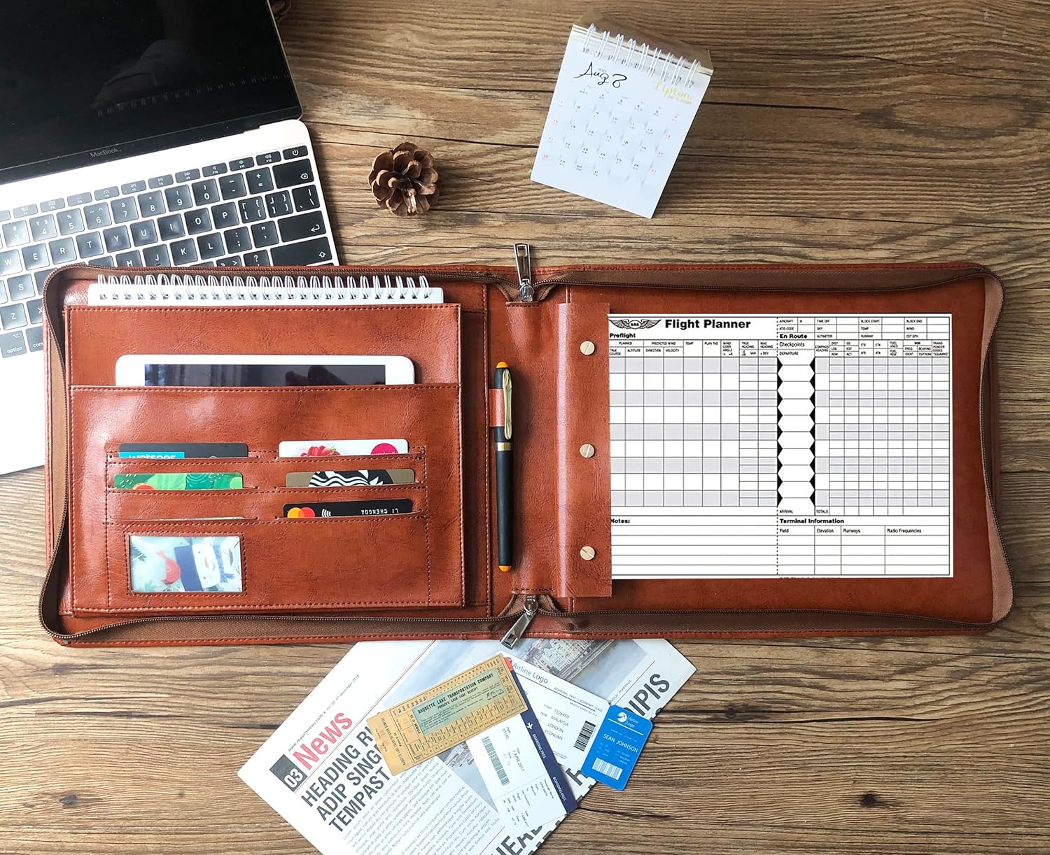 Professional Vegan Leather Pilot Logbook, Pilot Journal for Letter Size Paper, Pilot Log Book Binder, Pilot Log Organizer, logbook Aviation Cover