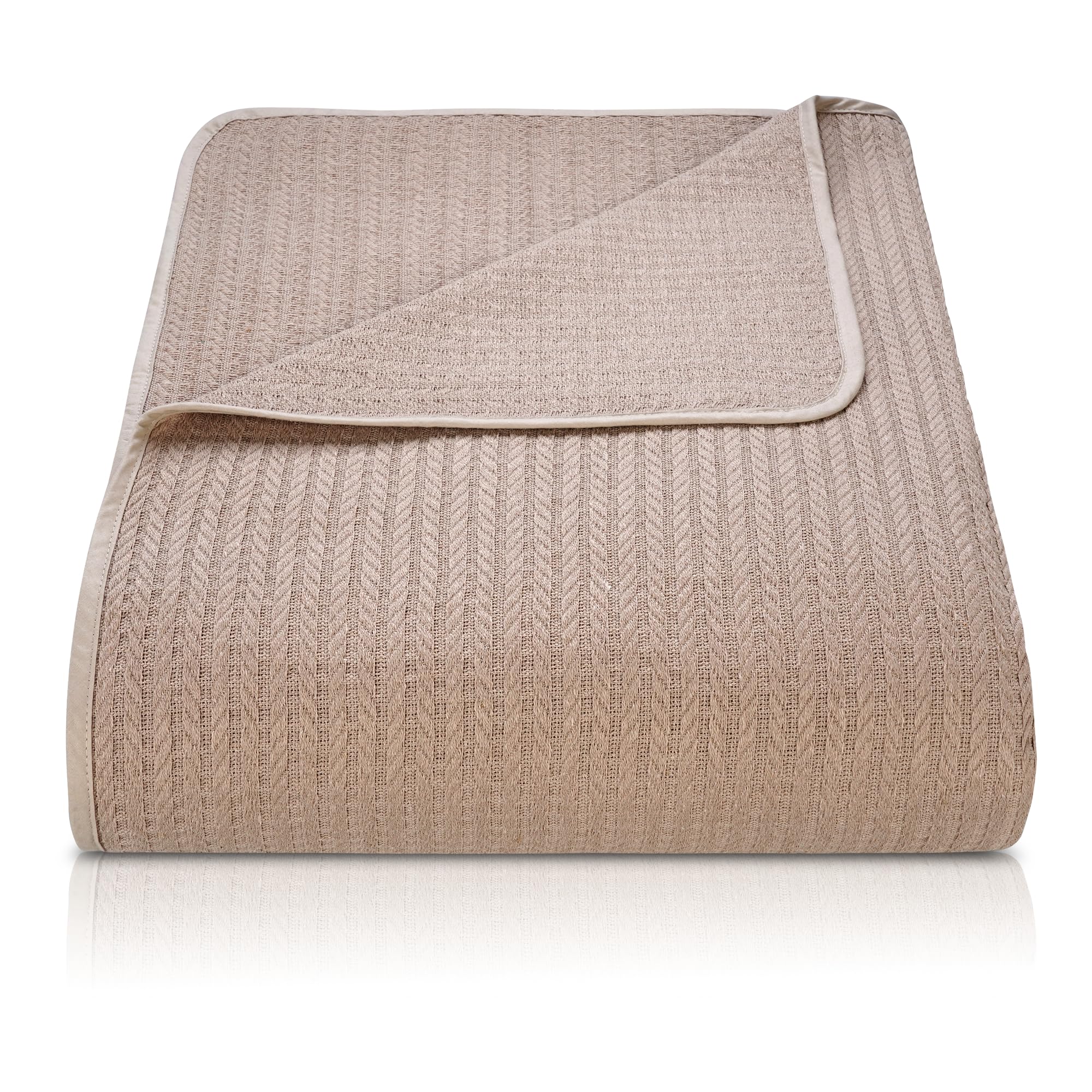 BOHORIA® Colcha premium Napoli 220 x 240 cm XXL, 100 % algodón, Oeko-Tex®, manta reversible para sofá con estampado, extragrande, 220 x 240 cm (220 x 240 cm, sepia)