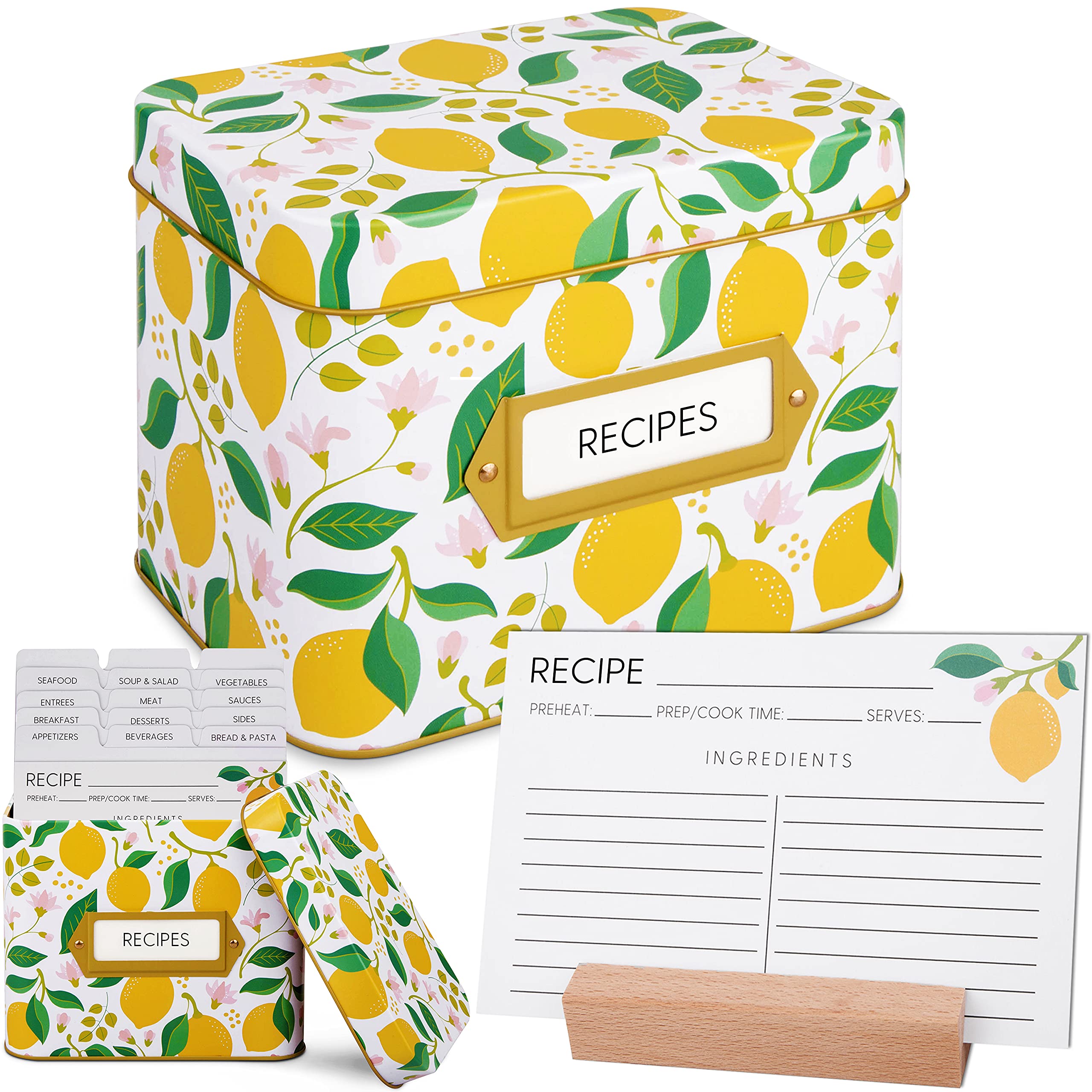 Buy Lemon Recipe Box with Cards and Dividers - 60 Lemon Decor Recipe