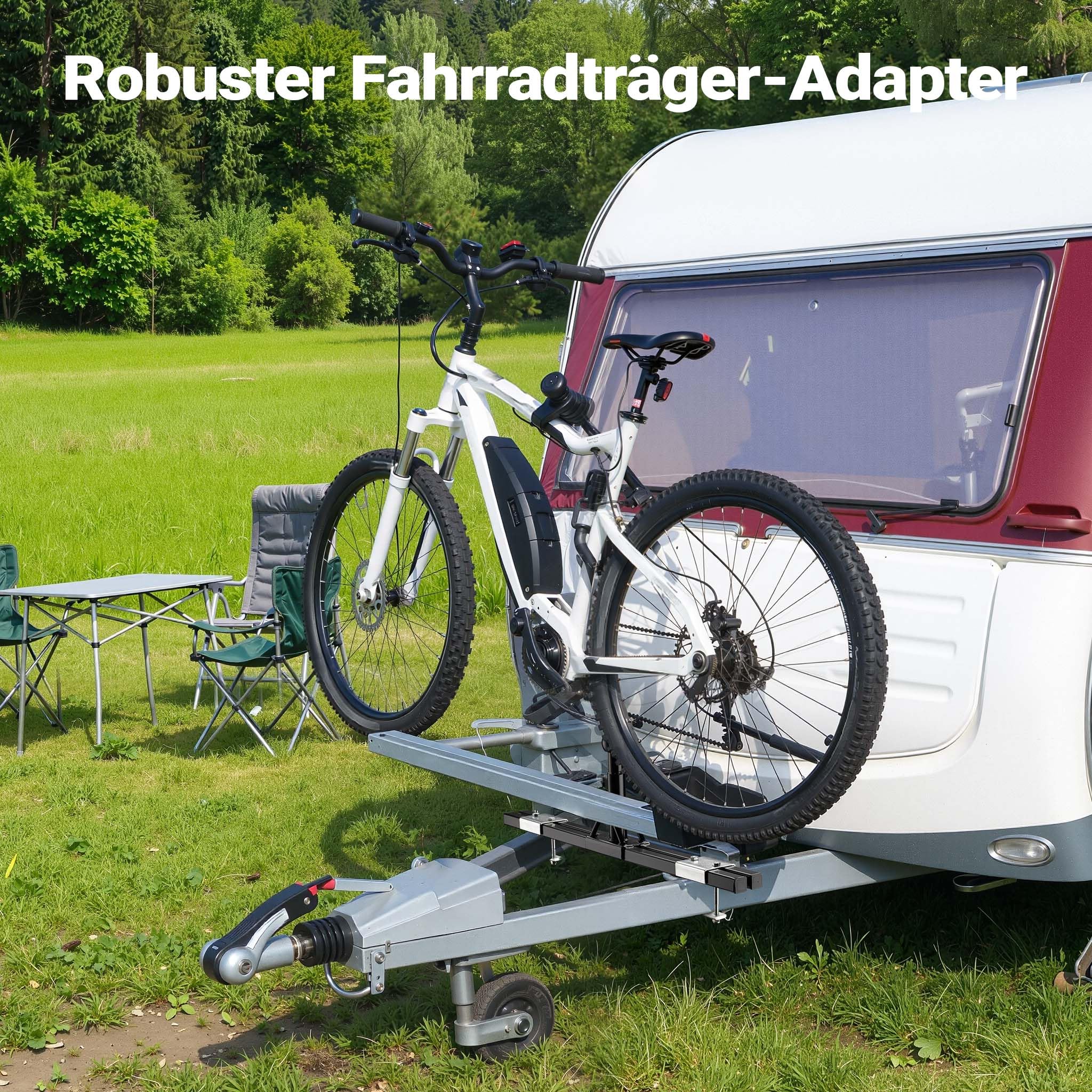 Wiltec Deichsel-Fahrradträger bis 80 kg aus Stahl, Adapter zur Fahrradträgermontage auf Deichsel für Anhänger und Wohnwagen