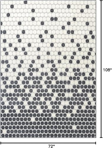 Miniatura 10 de Abani Nuevo Collection - Alfombra de área, diseño moderno de azulejos octogonales marfilgris, 4 x 6 pies, fácil de limpiar, duradera para niños y