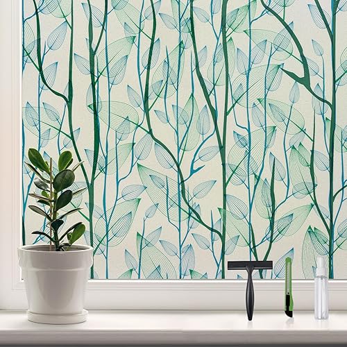 DKTIE Película de privacidad para ventana con herramientas de instalación, vitrales decorativos para el hogar, adhesivo estático para ventana de
