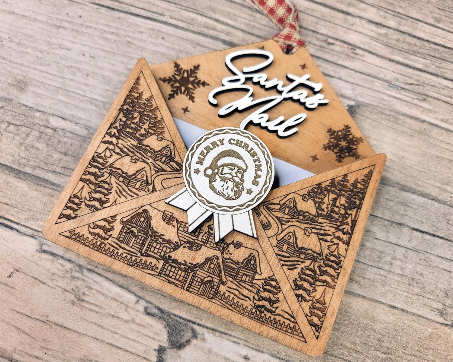Santa Mailbox Ornament, Christmas Decoration, Santa Mail Decor, Winter Holiday Accent, Laser Cut Ornament, Unique