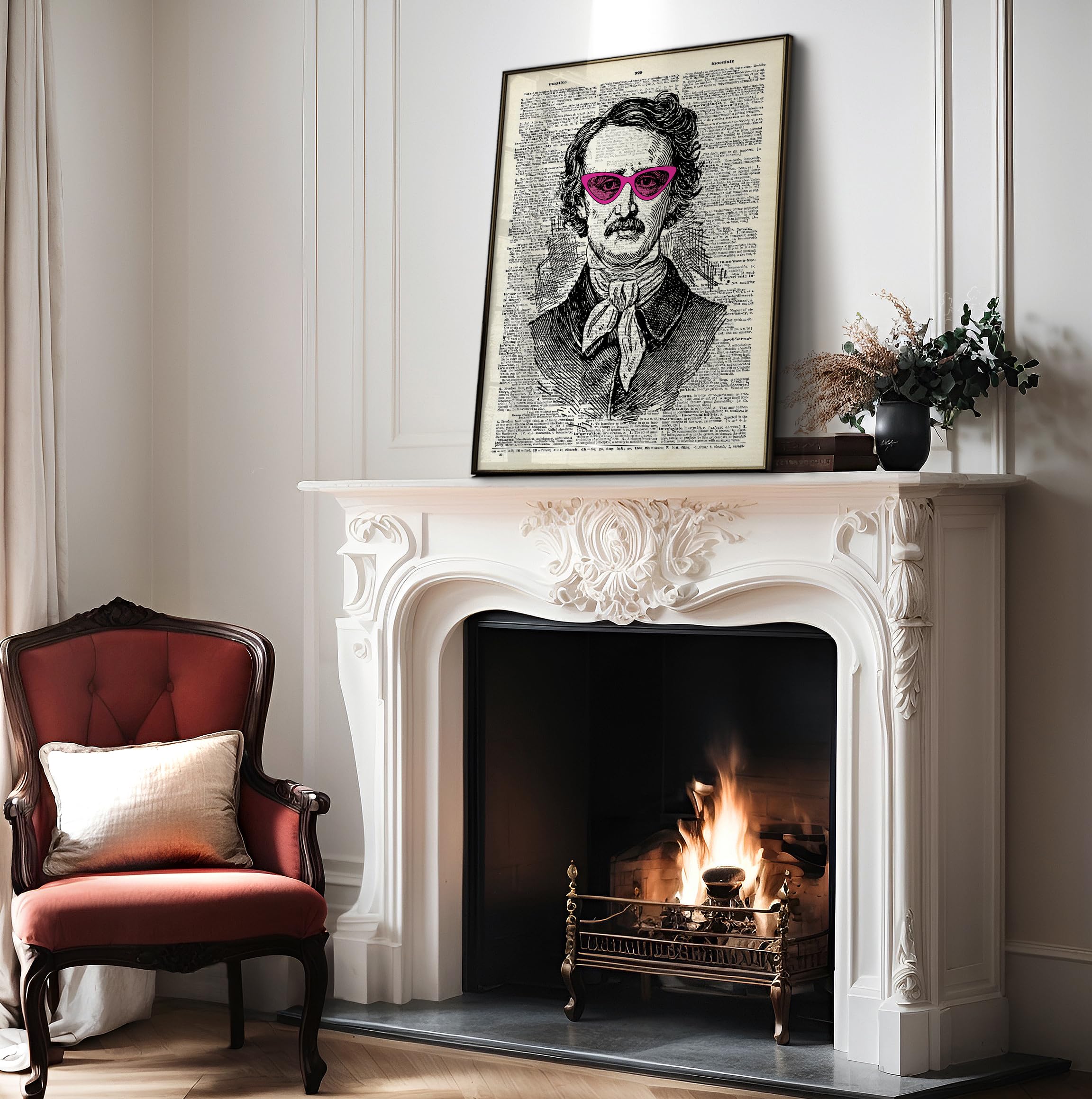 Stampa artistica con citazione di Edgar Allan Poe su pagina di dizionario antico Citazione di Strangeness in Proportion Decorazione gotica per la casa Arte murale vintage - Italia