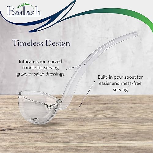 Miniatura 2 de Badash Cucharón de cristal pequeño de 6 pulgadas, cristal soplado sin plomo de calidad artesanal Heritage, elegante utensilio transparente