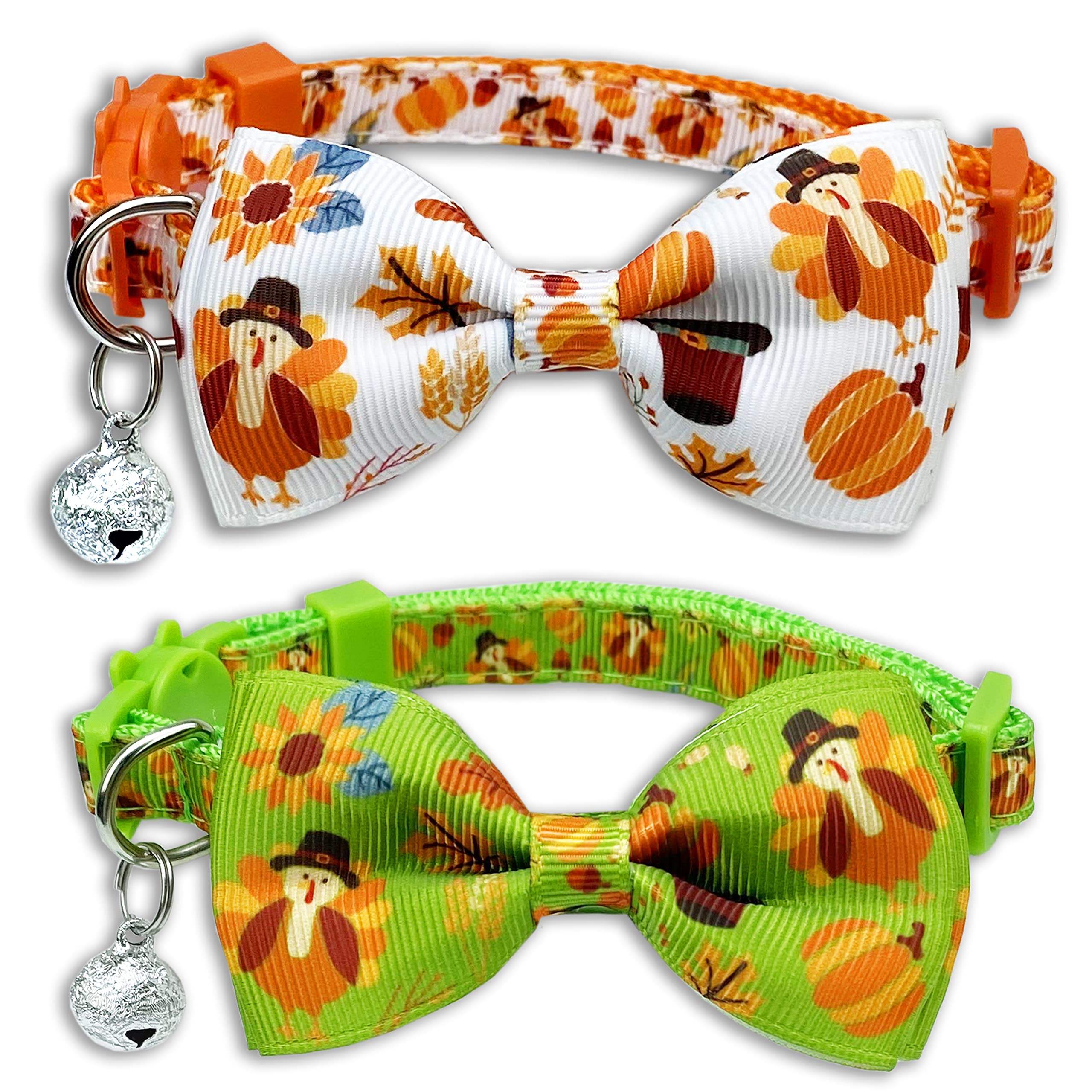 Coleiras Para Gatos Outono Com Sino - Pacote 2 Unidades, Ajustáveis 20-28 Cm