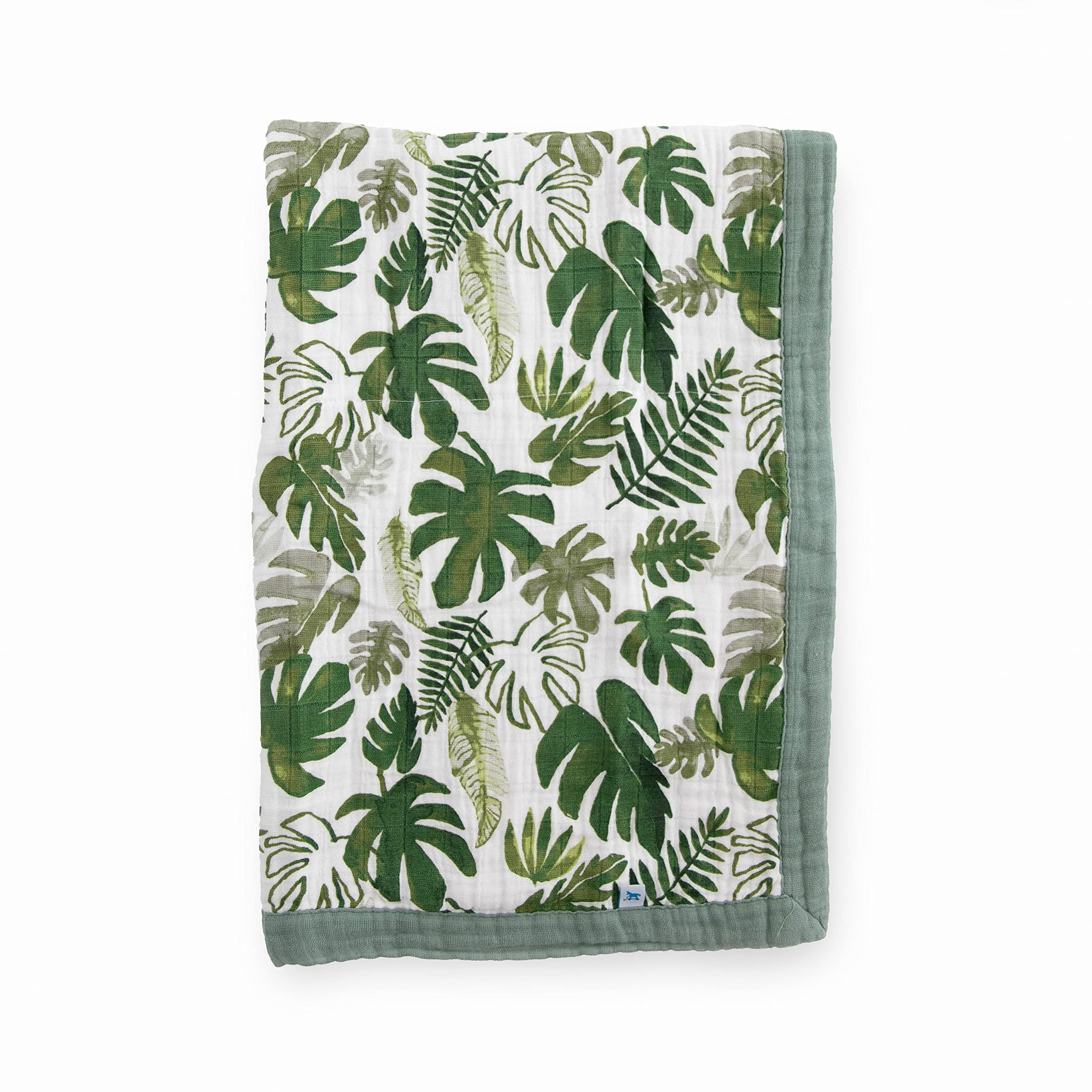 Little Unicorn Newborn Receiving Quilt | Ultra- Soft, Multi-Layered Muslin Fabric | Gift for Newborns &amp; on-The-go (Tropical Leaf)