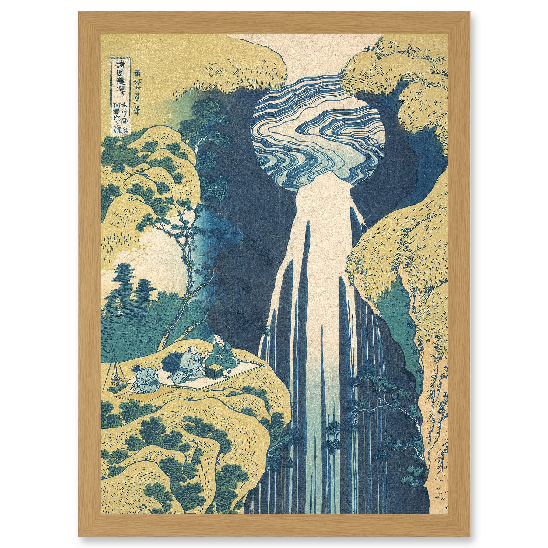Artery8 Hokusai Amida Falls Kisokaido Road Japanese Waterfall Painting Artwork Framed Wall Art Print A4