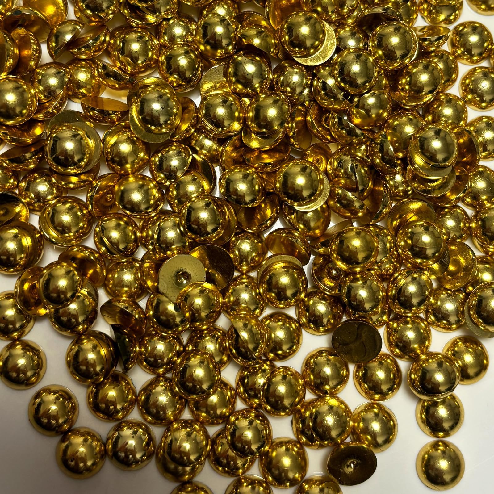 1500PCS Golden Flat Backed Pearls, 6mm Half Round Flatback Pearls Gems Beads for Crafts Jewlery, Loose Pearl Beads Gem for Shoes, Cup, Wedding, Decor Hair, Nail Art Decoration