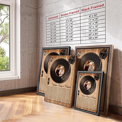 Vista 154 de H-DEWALL Letras de canciones personalizadas, lienzo enmarcado en marrón, música romántica del día de San Valentín, regalo personalizado para marido