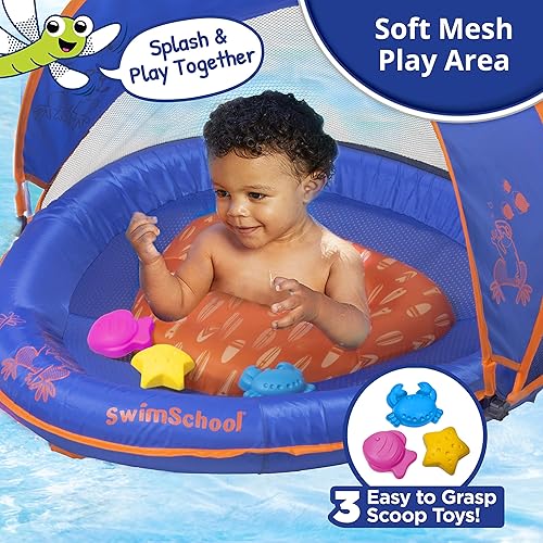 Miniatura 5 de SwimSchool Deluxe Infant Baby Pool Float Super Buoyant, Low Center Gravity Adjustable Seat, Includes Splash & Play Center, Swim