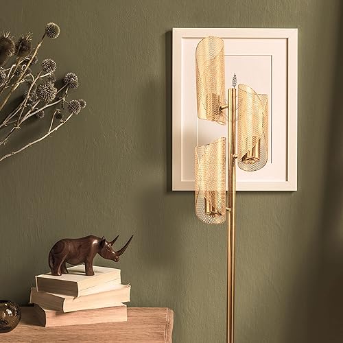 Miniatura 7 de Brightech Lyra - Lámpara de pie LED de árbol para decoración moderna, contemporánea, industrial, de 3 luces con pantalla de jaula de metal, lámpara