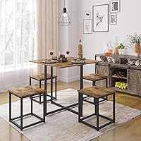 Vista 49 de Yaheetech Juego de mesa de comedor de 3 piezas, juegos de mesa y sillas de cocina para 2 personas, mesa compacta con 2 taburetes y diseño de ahorro