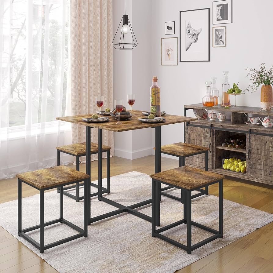 Amazon.com - Yaheetech Industrial Dining Table Set for 4