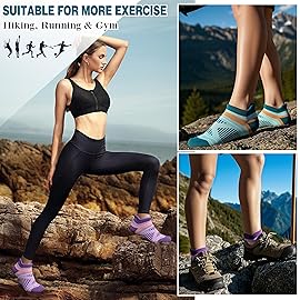 EBMORE Merino Wool Ankle Hiking Socks Compression Warm Winter Thermal Thick Cushion No Show Running Moisture Wicking Socks Gifts Stocking Stuffers for Women 6 Pairs(Colorful Mix,L)