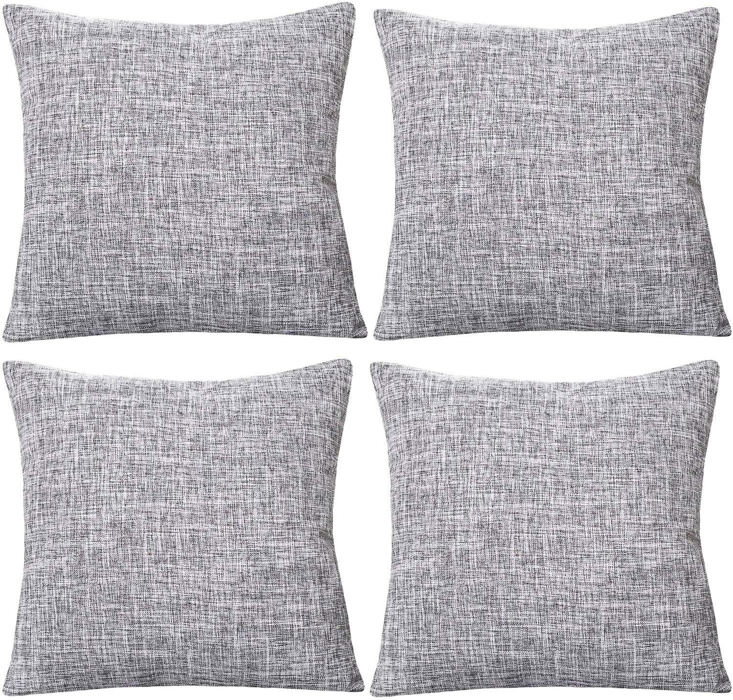 Cushion Cover,4 Pack 45×45cm Linen Cotton Pillowcase Vintage Style Square Throw Pillow Covers Decorative Cushion Covers for Sofa, Couch, Bed, Bench