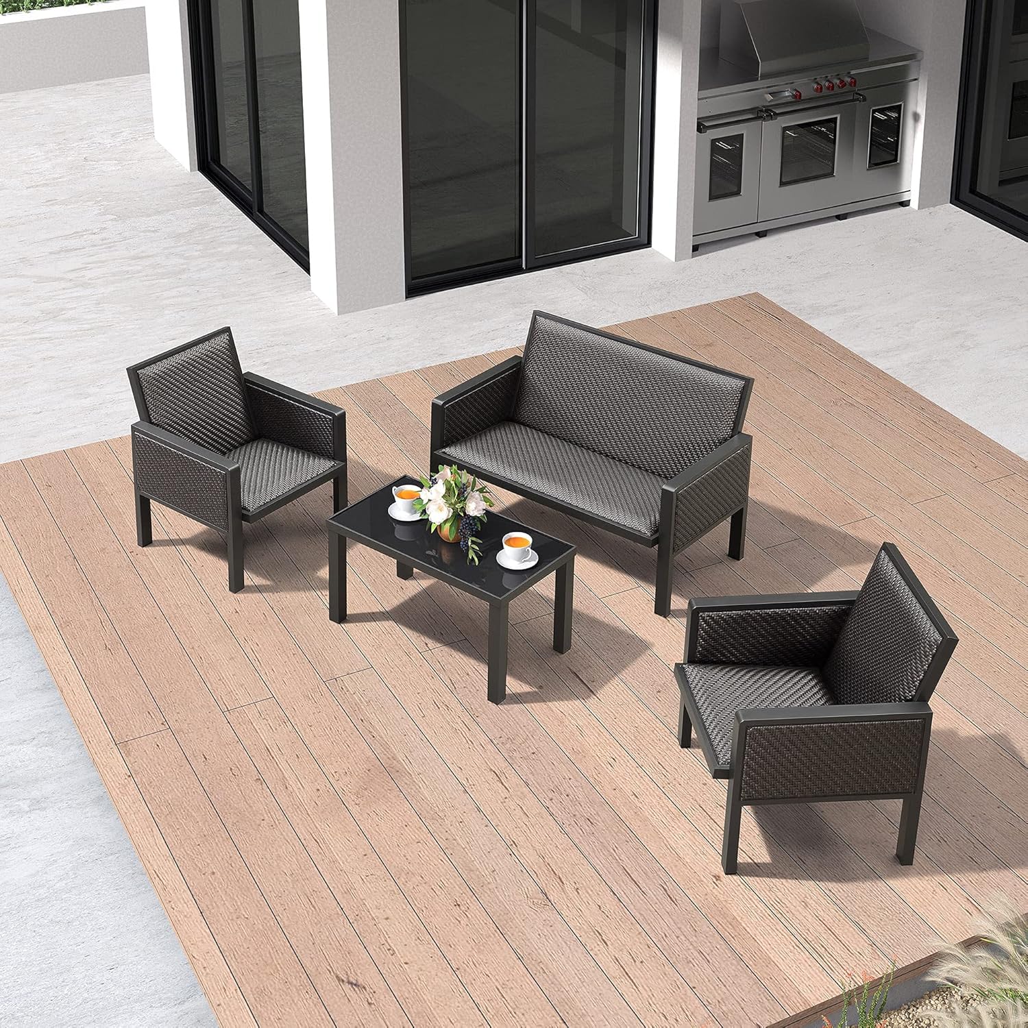 PURPLE LEAF 4 Pieces Outdoor Patio Conversation Set, Panama | Ubuy