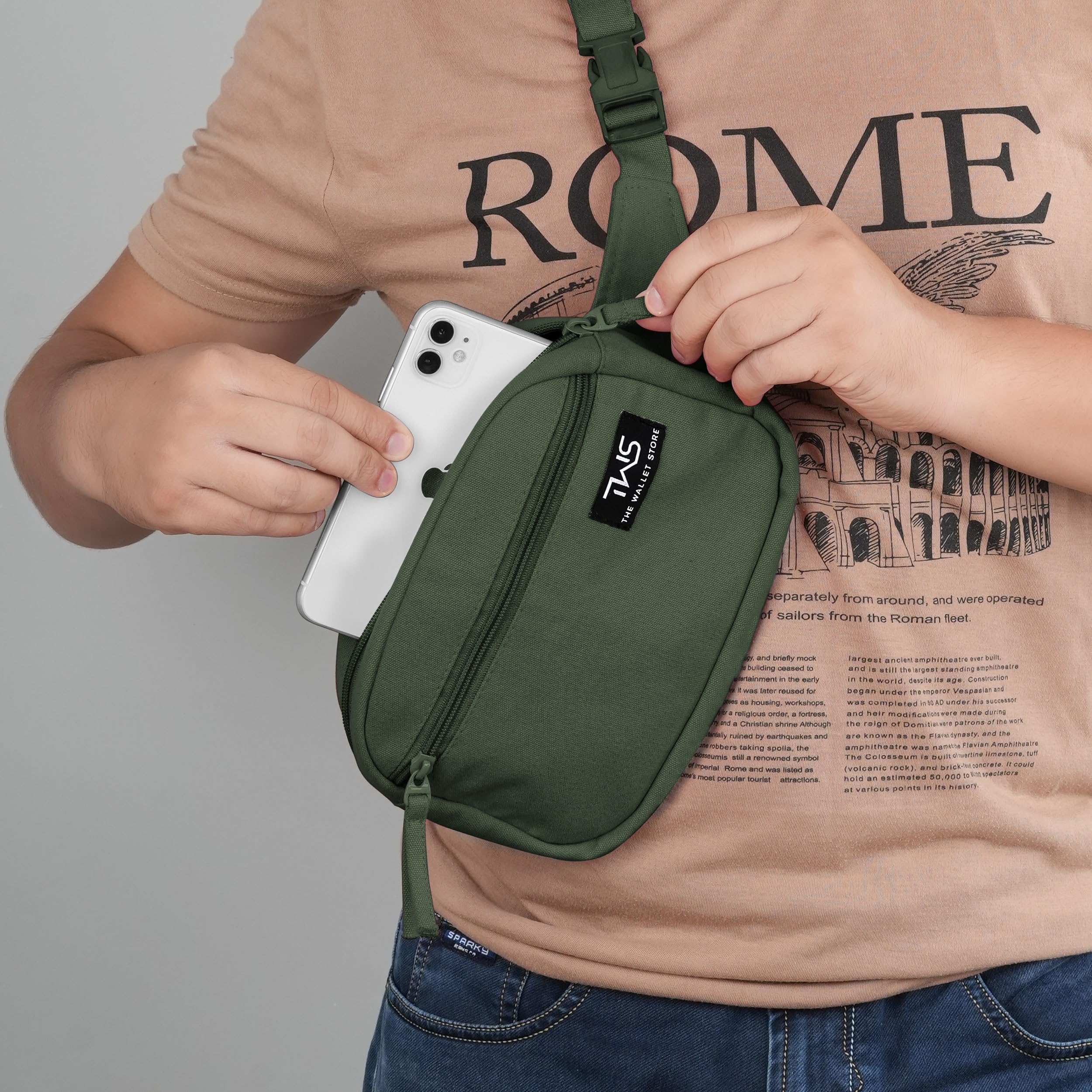 The Wallet Store Urban Trek Canvas Fanny Bag - Olive