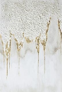 Vertical Abstract Canvas Wall Art, Textured Gold Foil Artwork Abstract Wall Art,Gold Glitter Oil Painting Wall Art on Canvas, for Living Room Decoration Gold and Gray (Gold, 24X36inch)