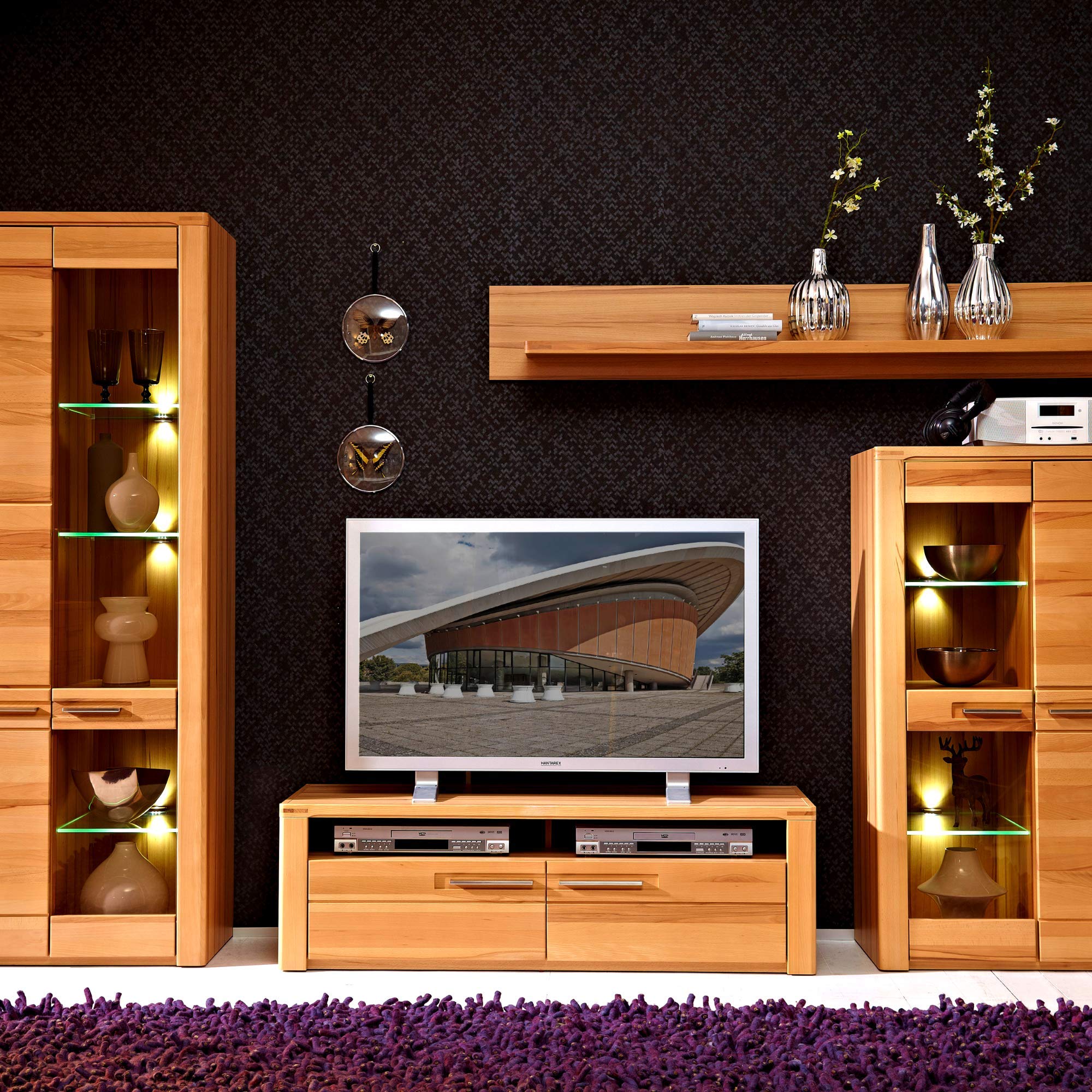 Stella Trading Nature Plus TV-Board teil-massiv aus Kernbuchenholz - hochwertiges Low-Board für Ihr Wohnzimmer - 130 x 40 x 45 cm (B/H/T)