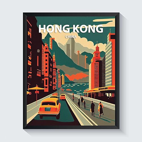Vista 13 de Póster de impresión artística retro de la ciudad de Tokio, arte de pared de Japón, póster de sala de estar, decoración de pared, paisaje urbano