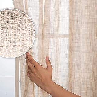 D'Moksha Homes Beige and Cream Faux Linen Curtains 108 Inches Long - 52 ...