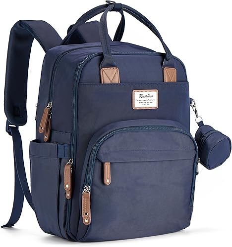 Miniatura 48 de RUVALINO Mochila para pañales - Bolsa de pañales de viaje multifunción para bebé con cambiador, soportes aislados para botellas y estuche para Gris