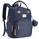 RUVALINO Diaper Bag Backpack, Multifunction Travel Back Pack Maternity Baby Changing Bags, Diaper Changing Totes, Waterproof and Stylish, Navy Blue