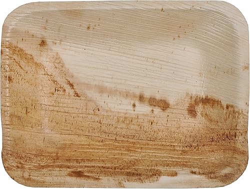 Paquete de 25 platos llanos cuadrados de hoja de palma de 6 pulgadas, compostable, desechable, de alta calidad, resistente, ecológico, para