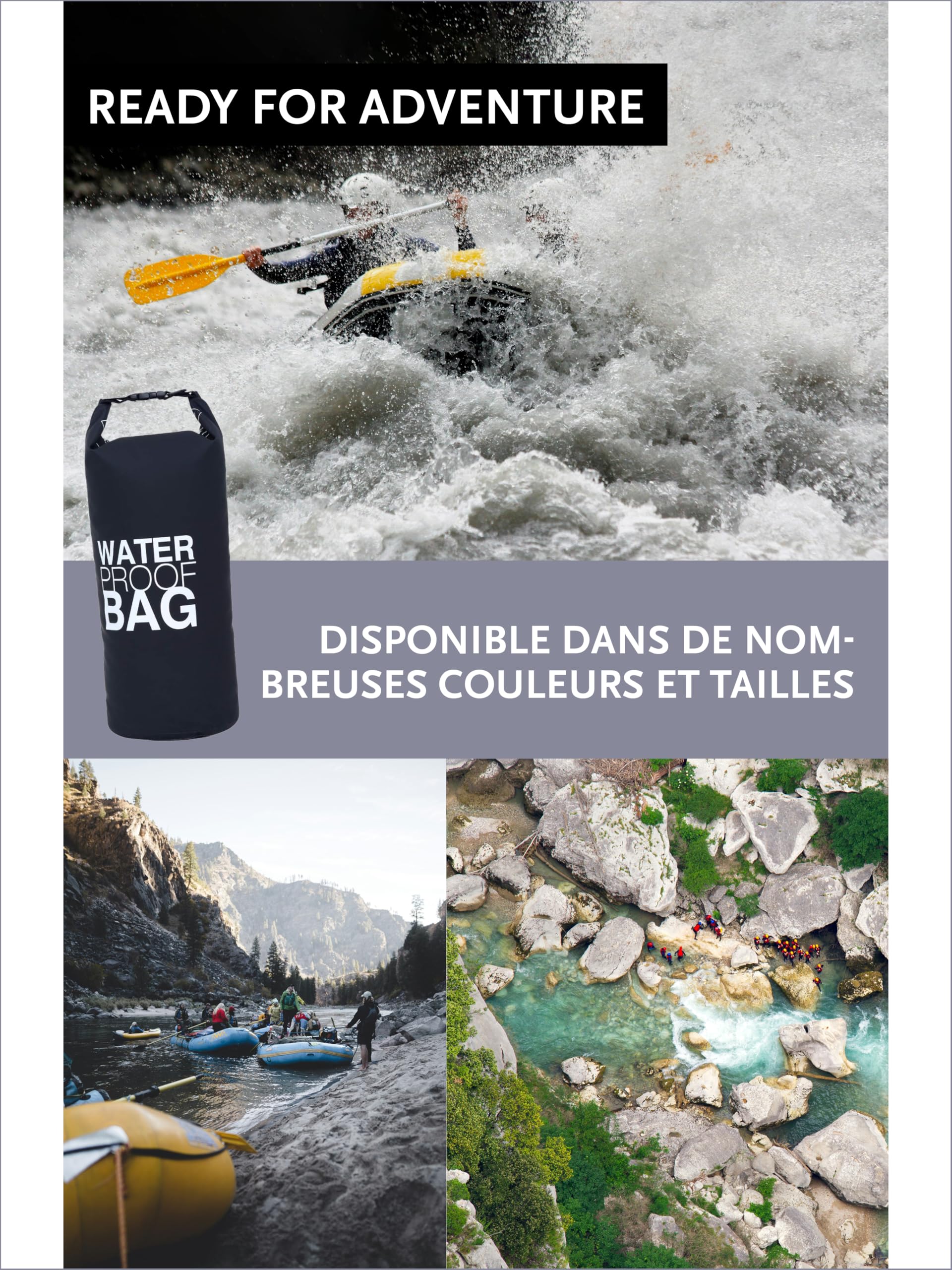 DonDon Dry Bag Sac étanche 2l, 5l, 10l, 15l, 20l, 30l avec bandoulière