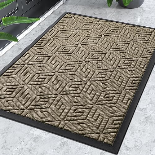Yimobra Tapete duradero para puerta delantera, tapete resistente para interiores y exteriores, tapete de goma antideslizante para entrada, fácil de