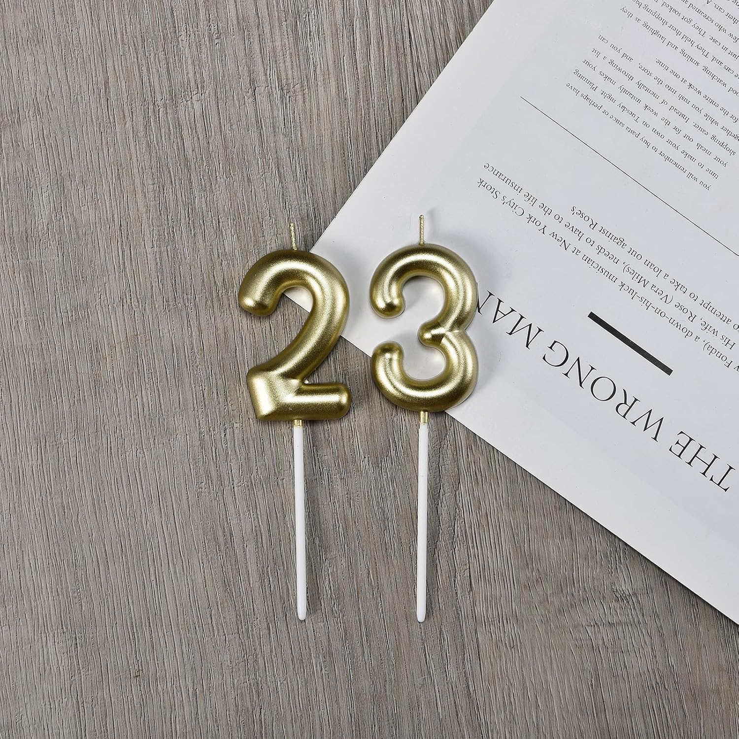 Gold 23 & 32 Birthday Candles,23rd Birthday Decorations for Women Men