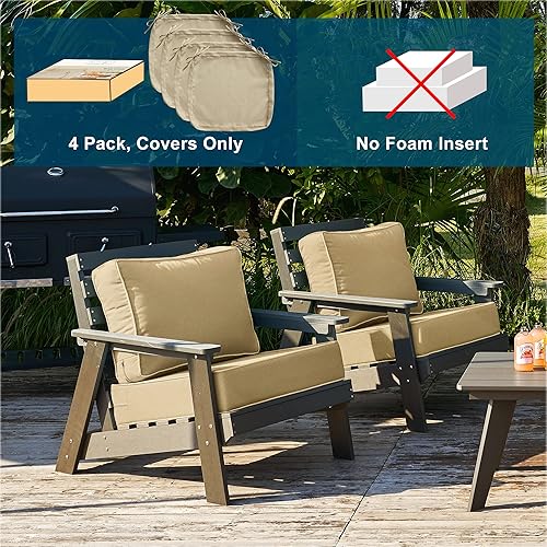 Miniatura 2 de ARTPLAN Juego de fundas de cojín de asiento para silla de patio (solo funda sin relleno), juego de fundas de cojín para patio al aire libre con