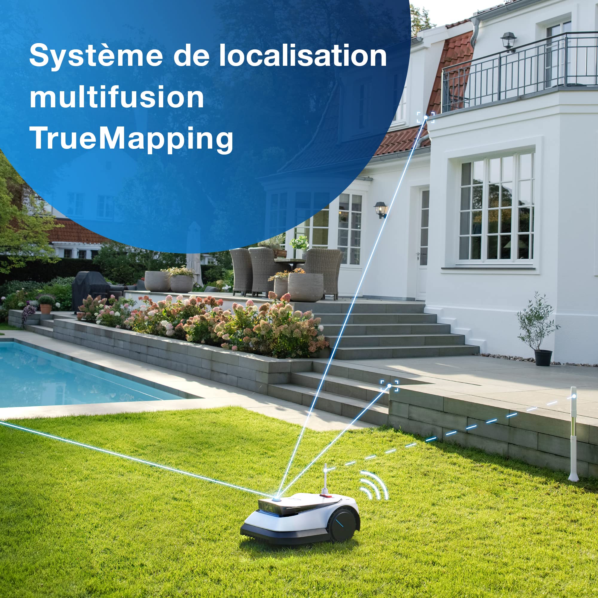 ECOVACS Tondeuse Robot G1 (délimitation sans Fil, évitement d'obstacles 3D AIVI, Planification Intelligente, Mowing Area 1600m2, réglage de la Zone d'accès Interdit, gestionnaire vidéo)