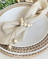 Vista 5 de Servilletero hecho a mano con cuentas de madera y cordel de yute, soporte para servilleteros de madera rústica asequible para decoración de mesa