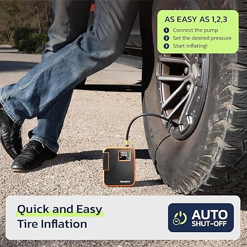 Miniatura 3 de Inflador de neumáticos SUV Compresor de aire portátil para todoterreno - Bomba de aire de 150 PSI para neumáticos de automóvil con botón de