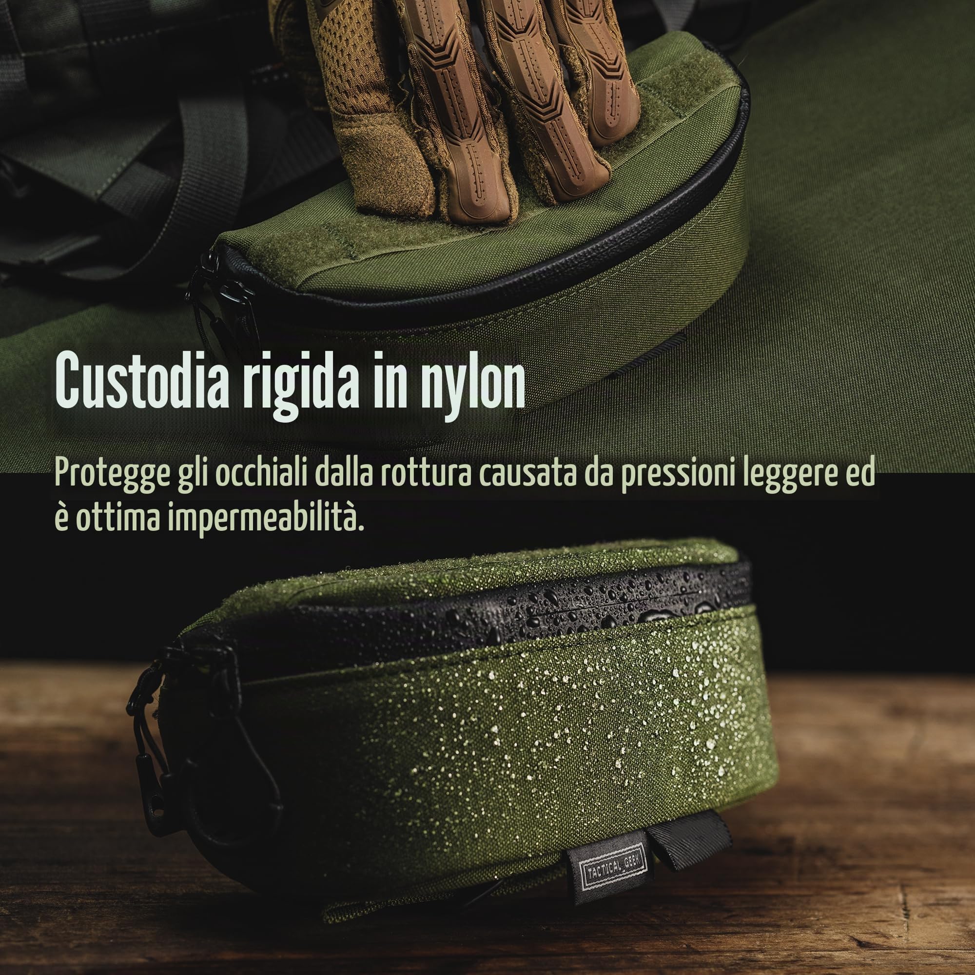 TACTICAL_GEEK EXT7 Custodia tattica per occhiali Molle Custodia rigida antiurto protezione impermeabile Custodia per occhiali robusta all'aperto con clip da per occhiali Molle per occhiali