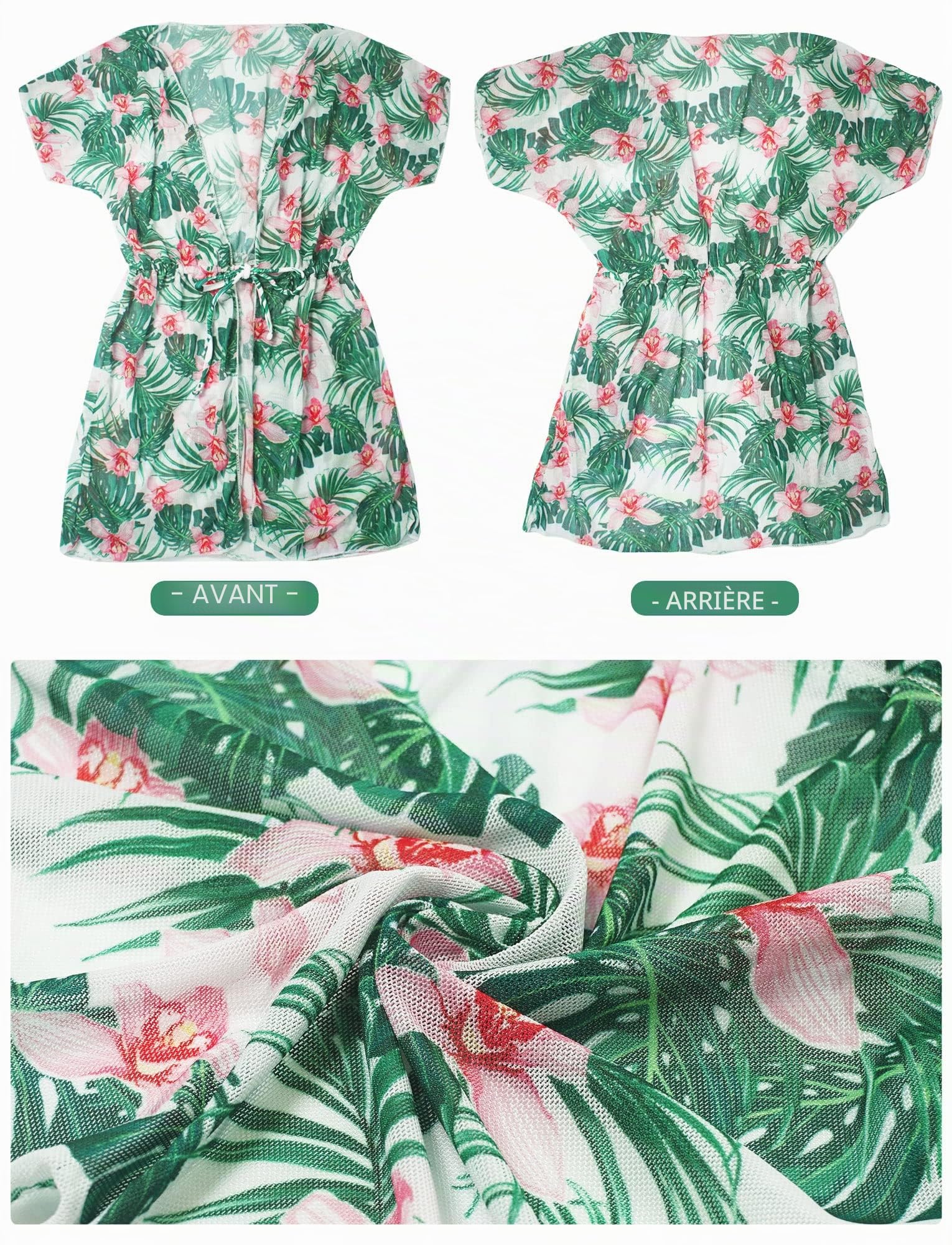 SEAUR Maillots de Bain Fille 3 Pièces Bikini Ensemble de Plage Haut+Slip+Peignoirs de Bain Fille Ensemble Natation Plage